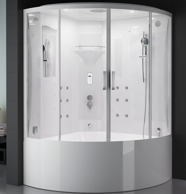 Душевой бокс SSWW 138x138 WU110 стекло прозрачное, профиль белый ванна декоративная