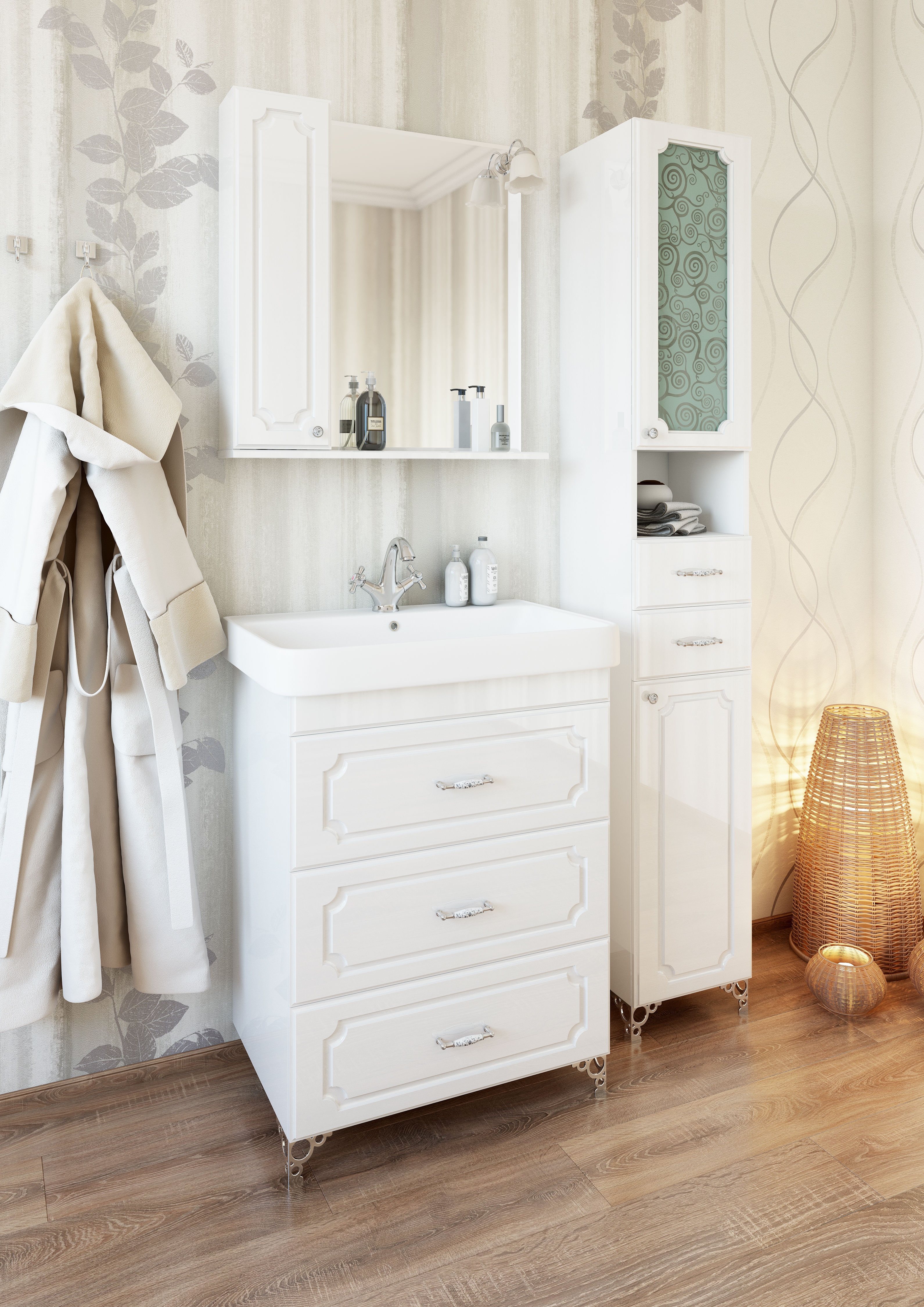 Мебель для ванной комнаты Sanflor Ксения 80 см напольная, белая виноград анжелика ксения