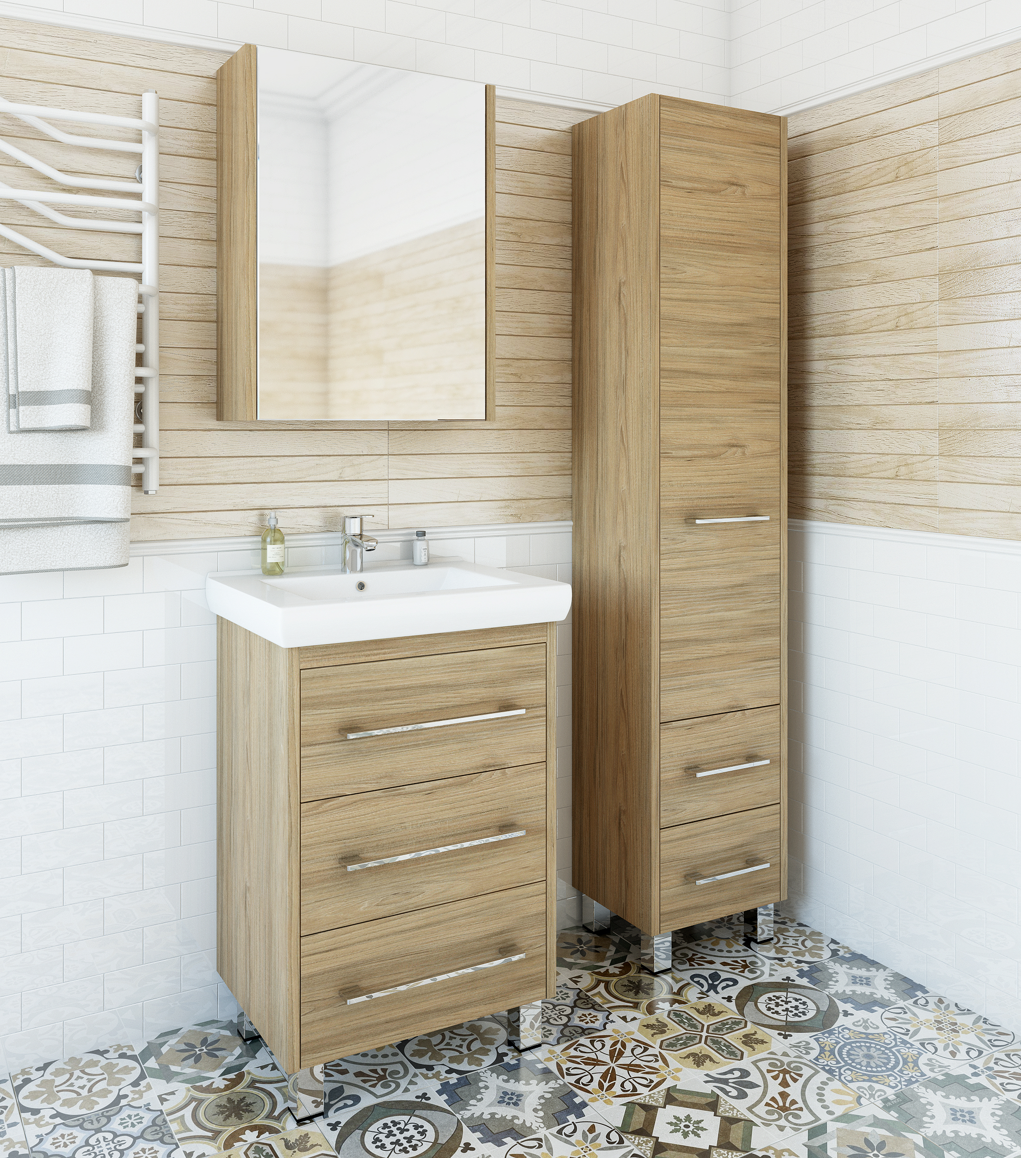 Мебель для ванной комнаты Sanflor Ларго 60 см напольная, швейцарский вяз