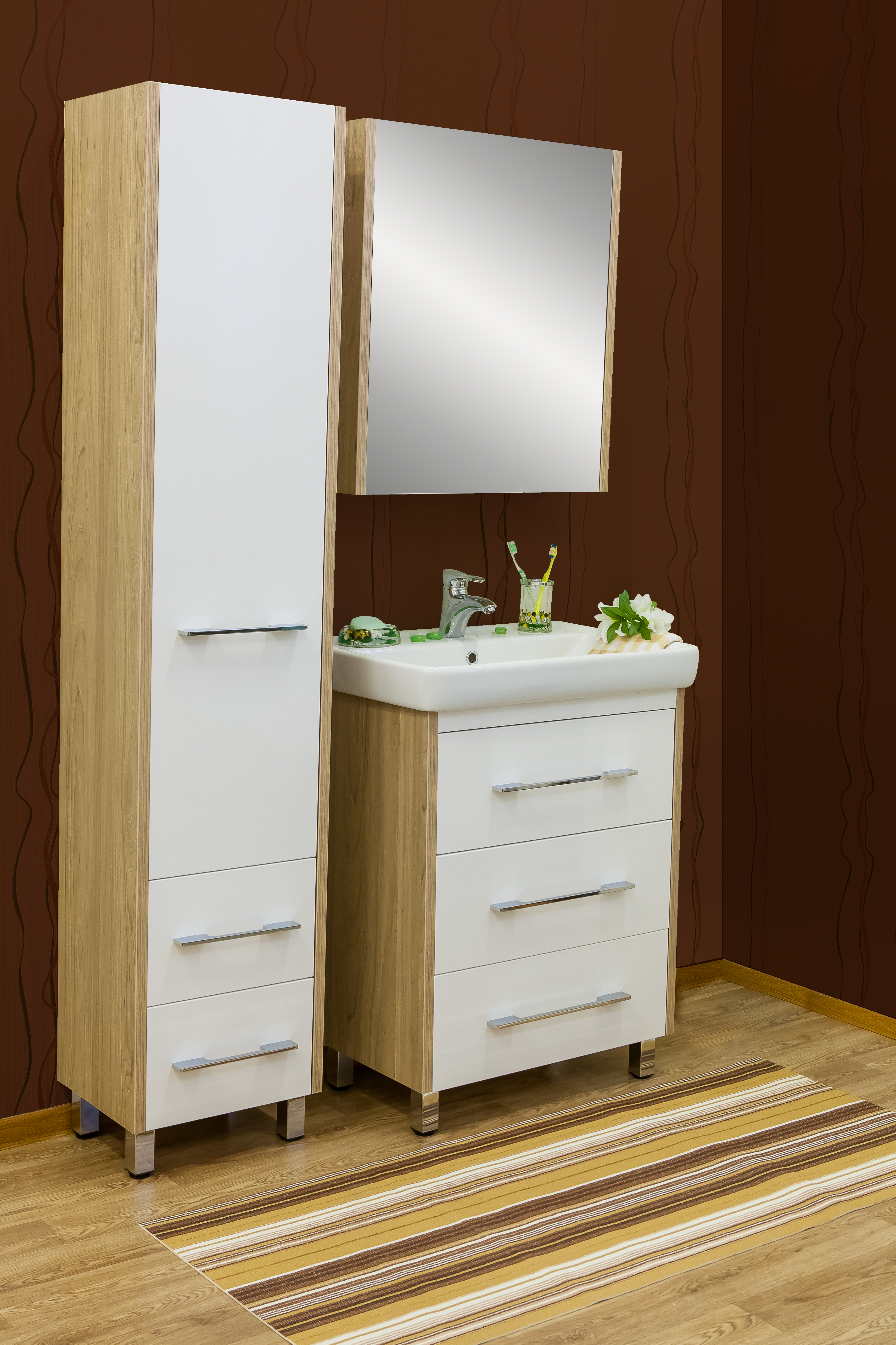 Мебель для ванной комнаты Sanflor Ларго 60 см напольная, швейцарский вяз, белая