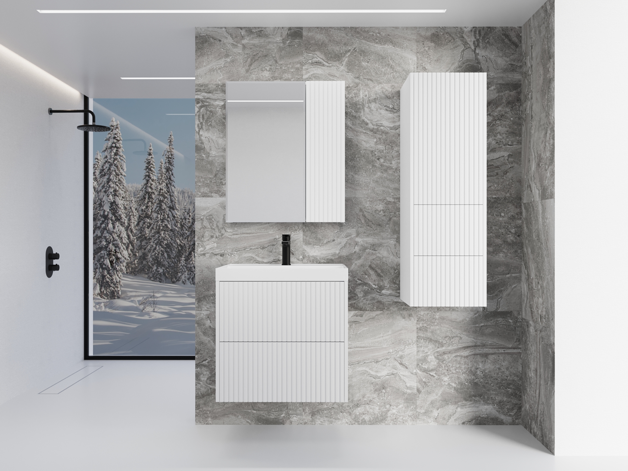 Мебель для ванной Style Line Стокгольм 70 см белая, рифленый софт