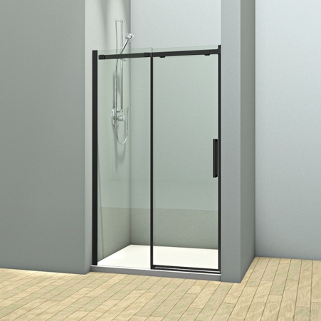 Душевая дверь в нишу Veconi 120х195 VN70 раздвижная, стекло прозрачное, профиль черный душевая дверь veconi