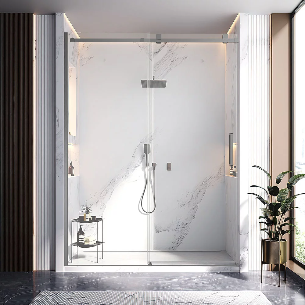 

Душевая дверь в нишу Veconi Vianno 120х200 VN75GR-120-01-C4 стекло прозрачное, профиль брашированный графит, Vianno