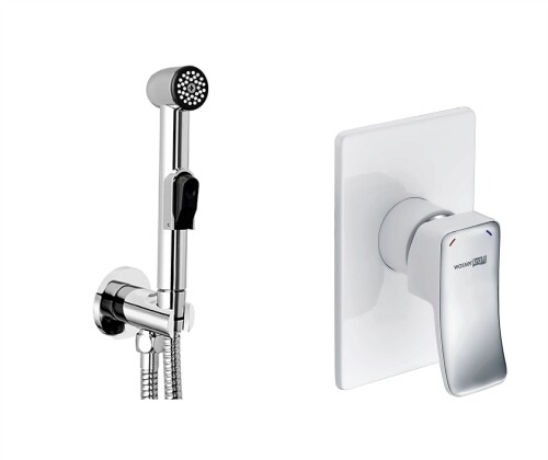 Гигиенический душ со смесителем Wasserkraft Aller A010657WHITE белый хром смеситель для ванны wasserkraft aller 1061 хром белый